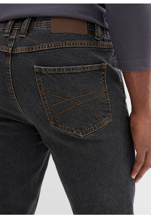 bonprix - Dżinsy z elastycznymi wstawkami w talii, classic fit, prosta nogawka. Stan: podwyższony. Kolor: czarny