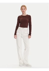 Tommy Jeans Bluzka Essential DW0DW17387 Brązowy Slim Fit. Kolor: brązowy. Materiał: bawełna #4