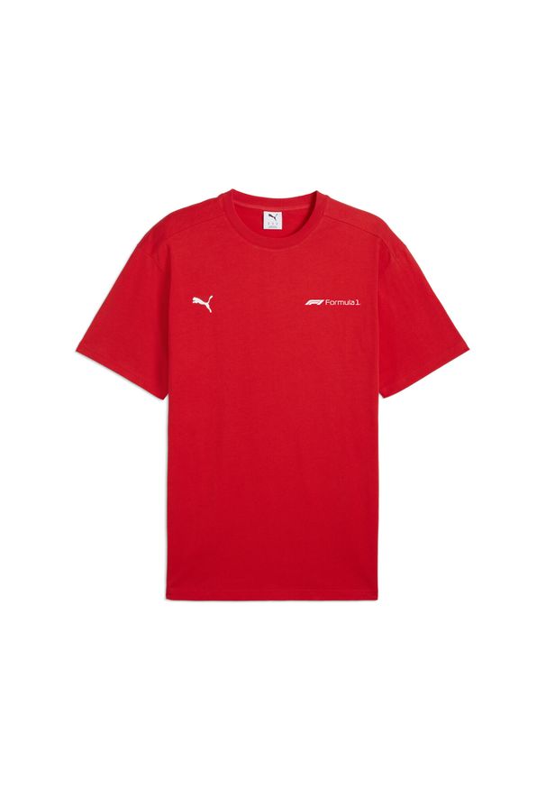 Puma - Męska koszulka F1® ESS+ o luźnym kroju z grafiką PUMA Pop Red. Kolor: czerwony