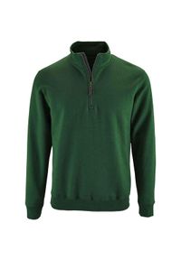 SOL'S - Sweter Męski Stan Zip Z Kołnierzem Stojącym. Kolor: zielony