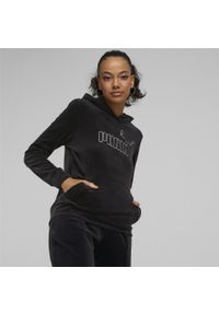 Puma Bluza Ess+ Velour 67000801. Kolor: czarny. Materiał: dresówka