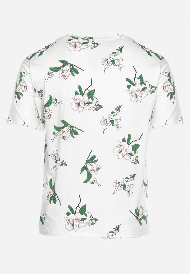 Born2be - Biały T-shirt Koszulka z Krótkim Rękawem w Kwiaty Henubia. Okazja: na co dzień. Kolekcja: plus size. Kolor: biały. Materiał: materiał. Długość rękawa: krótki rękaw. Długość: krótkie. Wzór: kwiaty. Styl: elegancki, casual