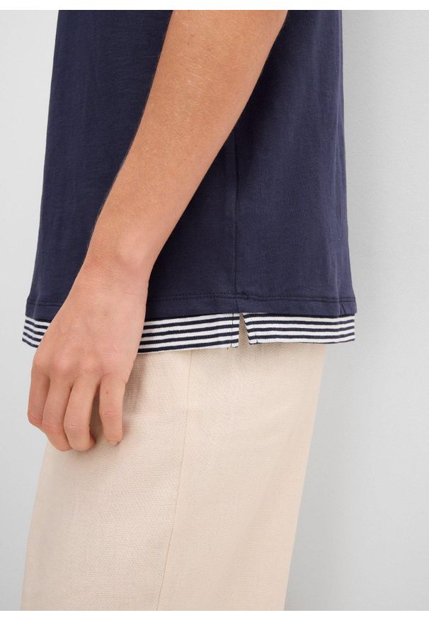 bonprix - Shirt 2 w 1, krótki rękaw, z bawełny organicznej. Kolor: niebieski. Materiał: bawełna. Długość rękawa: krótki rękaw. Długość: krótkie