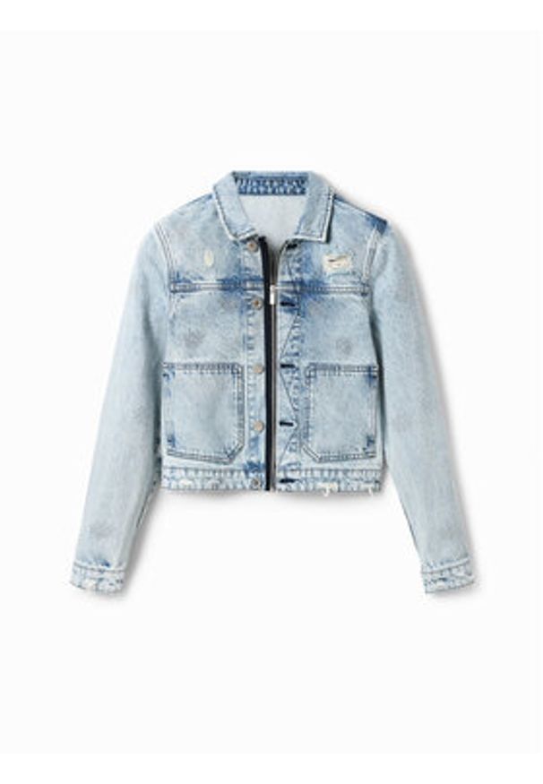 Desigual Kurtka jeansowa Feriha 23SWED27 Niebieski Regular Fit. Kolor: niebieski. Materiał: bawełna, jeans