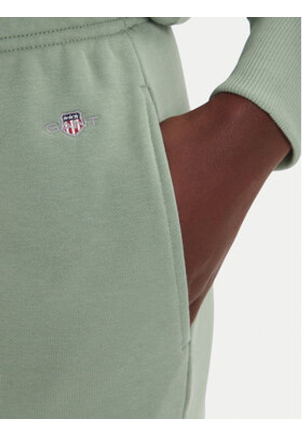 GANT - Gant Spodnie dresowe Shield 4200500 Zielony Regular Fit. Kolor: zielony. Materiał: bawełna