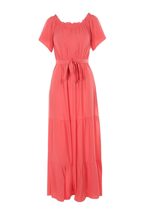 Born2be - Ciemnoróżowa Sukienka Kissorise. Kolor: różowy, pomarańczowy. Materiał: materiał. Długość rękawa: krótki rękaw. Sezon: wiosna, lato. Długość: maxi