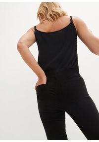 bonprix - Spodnie ze stretchem, gumką w talii i ozdobnymi guzikami. Kolor: czarny #3