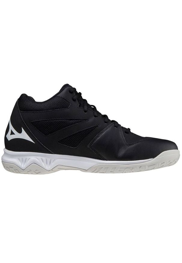 Buty siatkarskie Mizuno Thunder Blade 3 Mid M V1GA217502 czarne czarne. Zapięcie: sznurówki. Kolor: czarny. Materiał: syntetyk. Szerokość cholewki: normalna. Sport: siatkówka