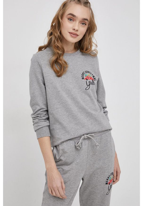 Noisy may - Noisy May Bluza damska kolor szary melanżowa. Okazja: na co dzień. Kolor: szary. Materiał: materiał, bawełna, dzianina. Długość rękawa: długi rękaw. Długość: długie. Wzór: melanż. Styl: casual
