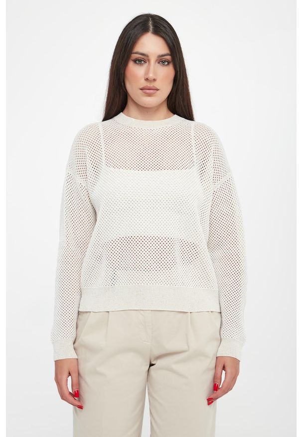Sweter damski ażurowy z cekinami PESERICO. Wzór: ażurowy