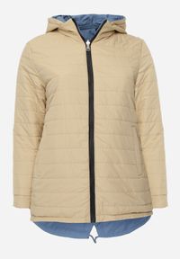 Born2be - Niebiesko-Beżowa Przejściowa Kurtka Dwustronna o Kroju Parki z Pikowaniem Wewnątrz Zidelle. Typ kołnierza: kaptur. Kolor: niebieski. Materiał: poliester, jeans. Styl: sportowy #3