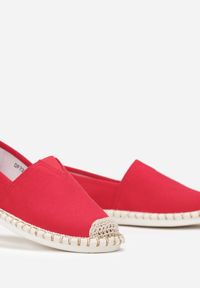 Born2be - Czerwone Espadryle z Plecionym Noskiem i Przeszyciem na Podeszwie Aletesa. Kolor: czerwony. Styl: elegancki #3