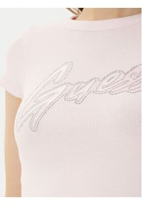 Guess T-Shirt W5RI68KA0H1 Różowy Slim Fit. Kolor: różowy. Materiał: bawełna #5