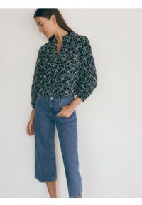 Reserved - Koszula boxy - granatowy. Kolor: niebieski. Materiał: bawełna, tkanina #1