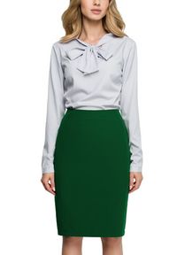 Stylove - Elegancka spódnica ołówkowa midi z przeszyciami modelująca zielona. Okazja: do pracy, na spotkanie biznesowe. Kolor: zielony. Materiał: materiał, elastan, tkanina. Styl: elegancki