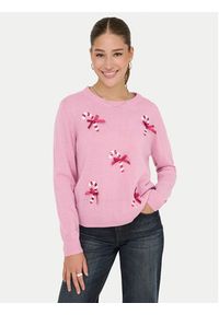 only - ONLY Sweter Xmas Shine 15355004 Różowy Regular Fit. Kolor: różowy. Materiał: syntetyk #4