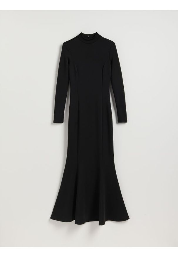 Reserved - Sukienka maxi - czarny. Kolor: czarny. Materiał: bawełna, dzianina. Wzór: gładki. Typ sukienki: proste. Długość: maxi