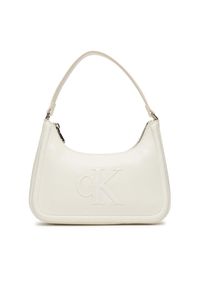 Calvin Klein Torebka Bold Ck Small Shoulder Bag LV04F3230G Biały. Kolor: biały. Materiał: skórzane