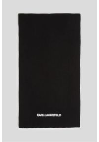 Karl Lagerfeld - KARL LAGERFELD Czarny damski szalik z haftowanym logo. Kolor: czarny. Materiał: wełna, materiał. Wzór: haft. Sezon: zima. Styl: klasyczny