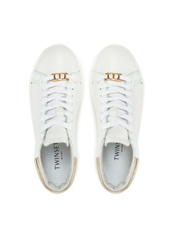 TwinSet - TWINSET Sneakersy 251TCP048 Biały. Kolor: biały. Materiał: skóra