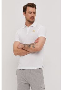 Trussardi Jeans - Polo. Okazja: na co dzień. Typ kołnierza: polo. Kolor: biały. Materiał: bawełna, dzianina. Długość: krótkie. Wzór: gładki. Styl: casual, klasyczny #1