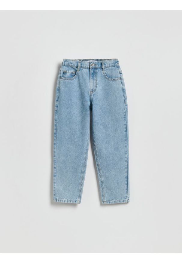 Reserved - Spodnie carrot fit - niebieski. Kolor: niebieski