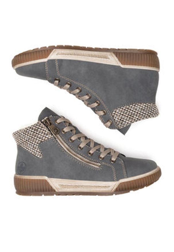 Rieker Trzewiki N0709-14 Niebieski. Kolor: niebieski. Materiał: skóra