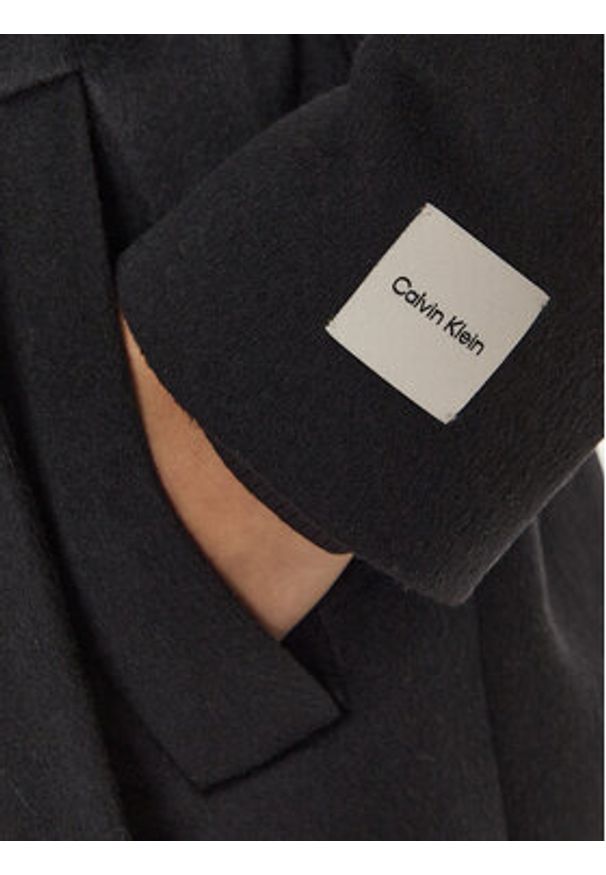Calvin Klein Płaszcz wełniany K20K207700 Czarny Regular Fit. Kolor: czarny. Materiał: syntetyk