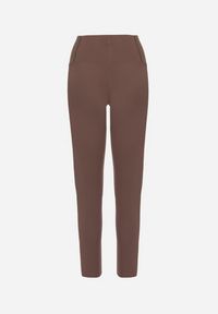 Born2be - Brązowe Klasyczne Legginsy z Wysokim Stanem Melio. Okazja: na co dzień. Stan: podwyższony. Kolor: brązowy. Materiał: materiał. Styl: klasyczny
