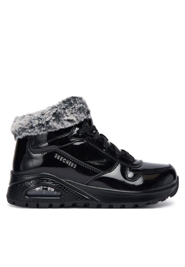 skechers - Skechers Botki Uno Rugged 168126/BBK Czarny. Kolor: czarny. Materiał: skóra