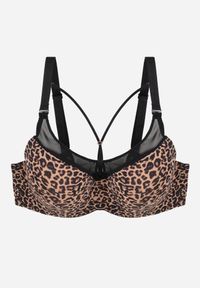 Born2be - Ciemnobeżowy Biustonosz z Ozdobną Siateczką i Paseczkami przy Dekolcie Anesa. Kolor: beżowy #1