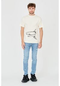 PALM ANGELS Beżowy męski t-shirt Broken Shark, Rozmiar XL. Kolor: beżowy #7