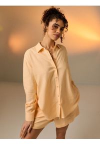 Sinsay - Koszula z domieszką lnu - pomarańczowy. Kolor: pomarańczowy. Materiał: len #1