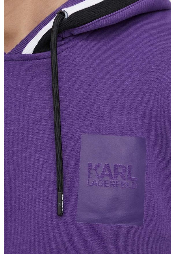 Karl Lagerfeld bluza męska kolor fioletowy z kapturem melanżowa. Typ kołnierza: kaptur. Kolor: fioletowy. Materiał: materiał, dzianina. Wzór: melanż