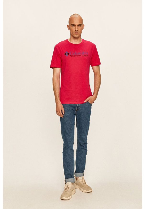 columbia - Columbia - T-shirt. Okazja: na co dzień. Kolor: różowy. Materiał: dzianina. Wzór: nadruk. Styl: casual