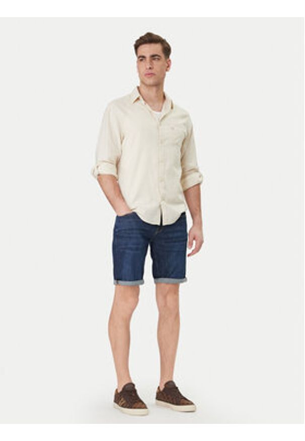 Guess Koszula F6GH06 WG3L0 Beżowy Regular Fit. Kolor: beżowy. Materiał: len