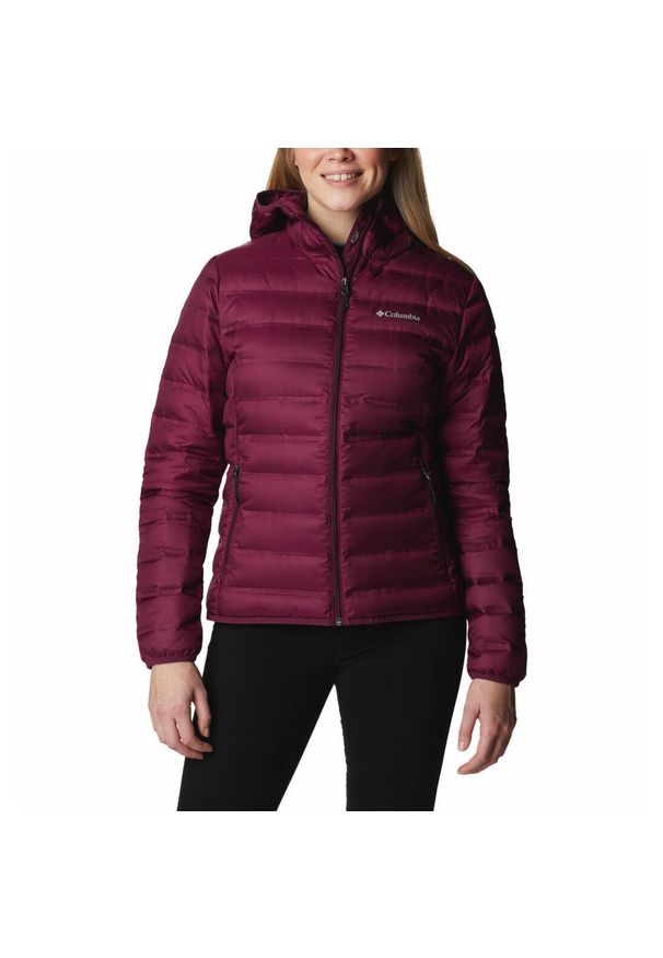 columbia - Kurtka turystyczna puchowa damska Columbia Lake 22 Down Hooded Jkt. Kolor: czerwony. Materiał: puch. Sport: turystyka piesza