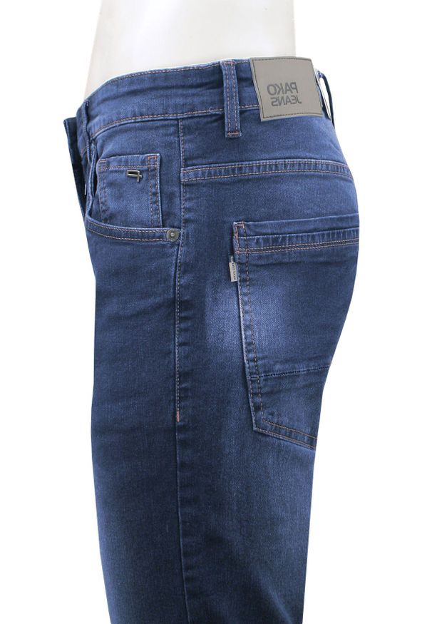 Jeansowe Męskie Szorty (Krótkie Spodenki) - Pako Jeans - Granatowe. Kolor: niebieski. Materiał: bawełna, elastan. Długość: krótkie. Sezon: lato. Styl: wakacyjny