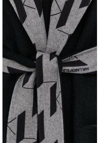 Karl Lagerfeld Płaszcz wełniany kolor czarny przejściowy niezapinany. Okazja: na co dzień. Kolor: czarny. Materiał: wełna. Styl: casual, klasyczny #8
