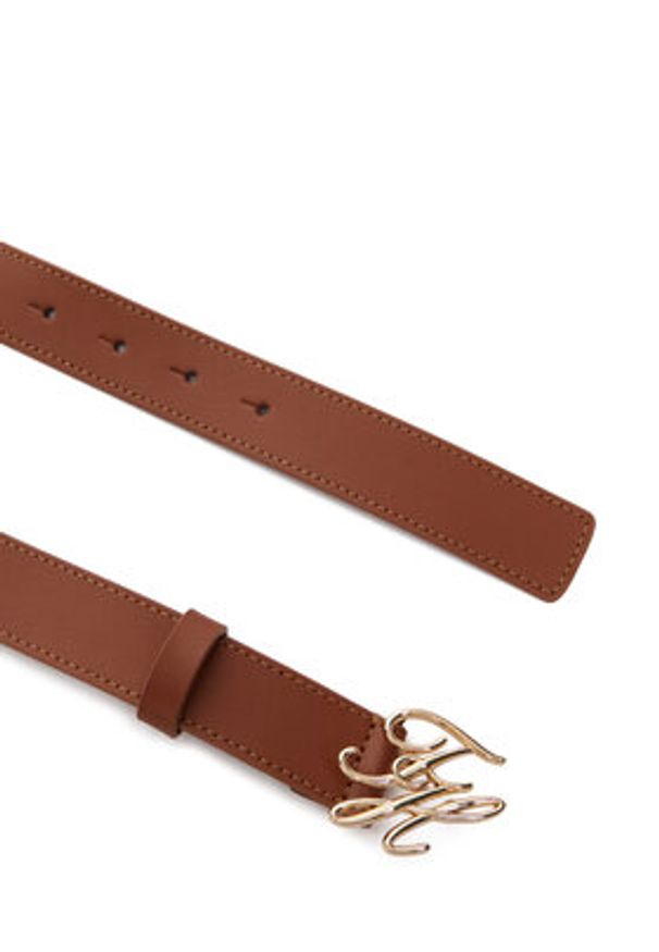 TOMMY HILFIGER - Tommy Hilfiger Pasek Th Script 3.0 AW0AW18568 Brązowy. Kolor: brązowy. Materiał: skóra
