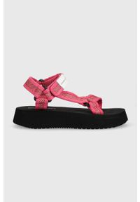 Calvin Klein Jeans sandały PREFRESATO SANDAL WEBBING XRAY damskie kolor różowy na platformie YW0YW00969. Zapięcie: rzepy. Kolor: różowy. Materiał: włókno, materiał. Obcas: na platformie