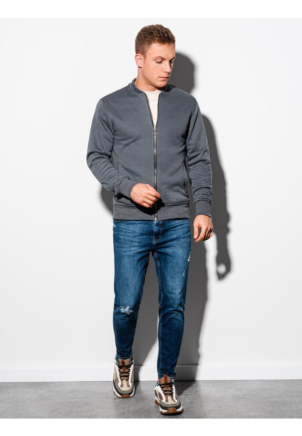 Szara bluza Ombre Clothing bez kaptura, sportowa