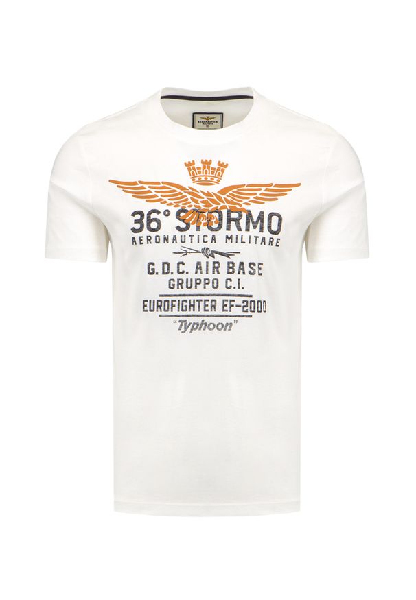 Aeronautica Militare - T-shirt AERONAUTICA MILITARE. Materiał: bawełna, prążkowany. Długość rękawa: krótki rękaw. Długość: krótkie. Wzór: nadruk. Styl: klasyczny