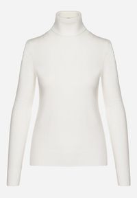 Born2be - Biały Golf Sweter z Wiskozą i Kaszmirem Zailaya. Okazja: na co dzień. Typ kołnierza: golf. Kolor: biały. Materiał: wiskoza, kaszmir. Styl: casual #7