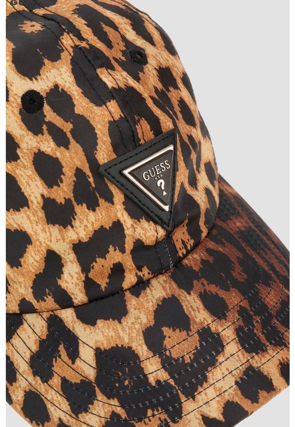 Guess - GUESS Leopardowa damska czapka z daszkiem. Kolor: brązowy