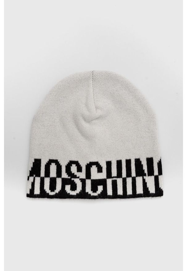 MOSCHINO - Moschino czapka z domieszką wełny kolor biały z domieszką wełny. Kolor: biały. Materiał: wełna