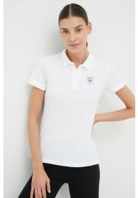 Rossignol t-shirt bawełniany kolor biały. Kolor: biały. Materiał: bawełna. Długość rękawa: krótki rękaw. Długość: krótkie. Wzór: aplikacja