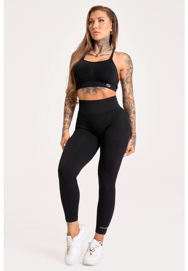 GYM GLAMOUR - Legginsy fitness damskie Gym Glamour push up 2.0. Kolor: czarny. Sport: fitness