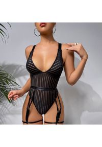 Intica - Body z pasem do pończoch na specjalne okazje Tirzah. Kolor: czarny. Materiał: tkanina, materiał #6