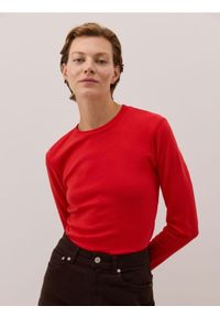 Reserved - Bawełniany longsleeve - intenstywna czerwień. Kolor: czerwony. Materiał: bawełna. Długość rękawa: długi rękaw